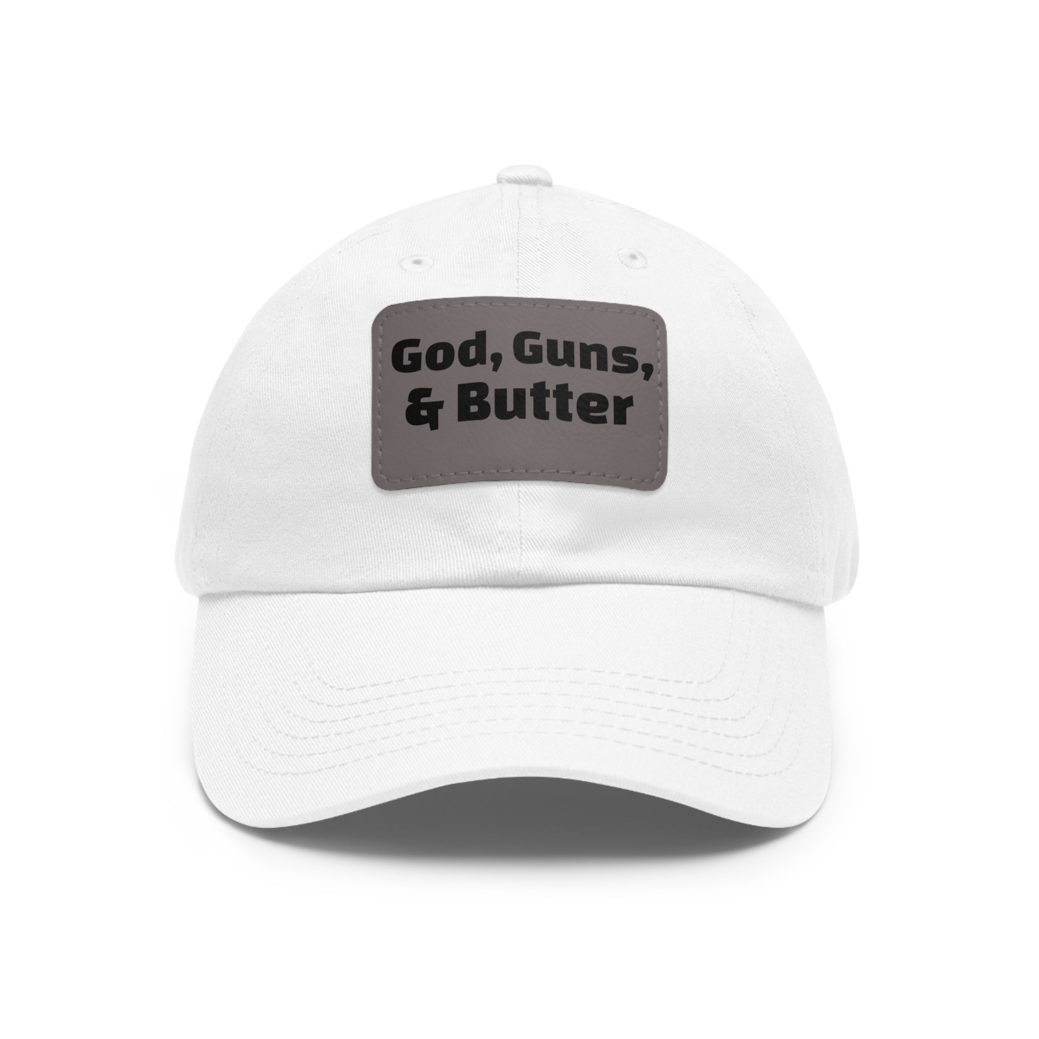 God, Guns, & Butter Leather Patch Dad Hat