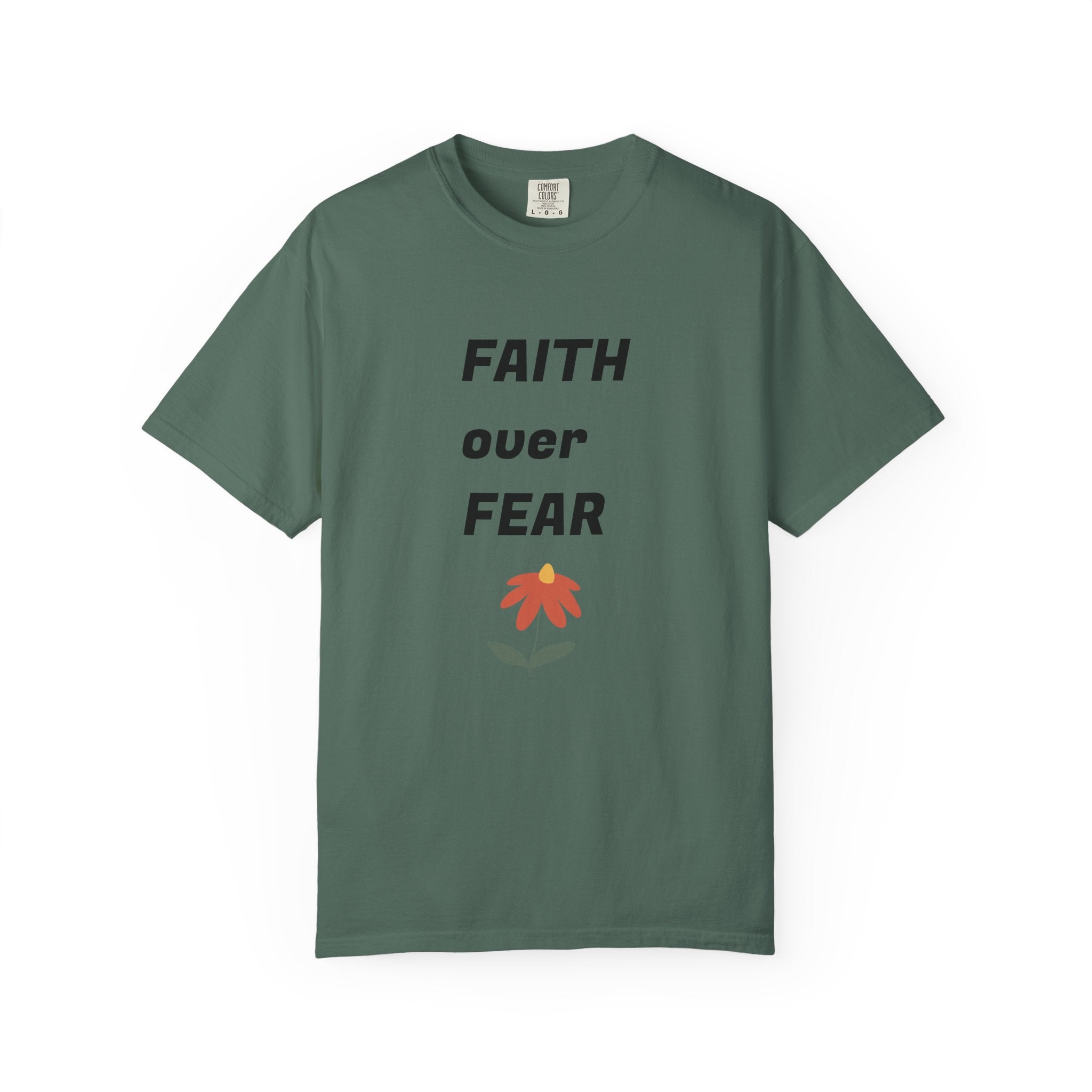 Faith Over Fear Floral Christian T-Shirt — Inspirational Women's Comfort Colors Tee | Faith Gift