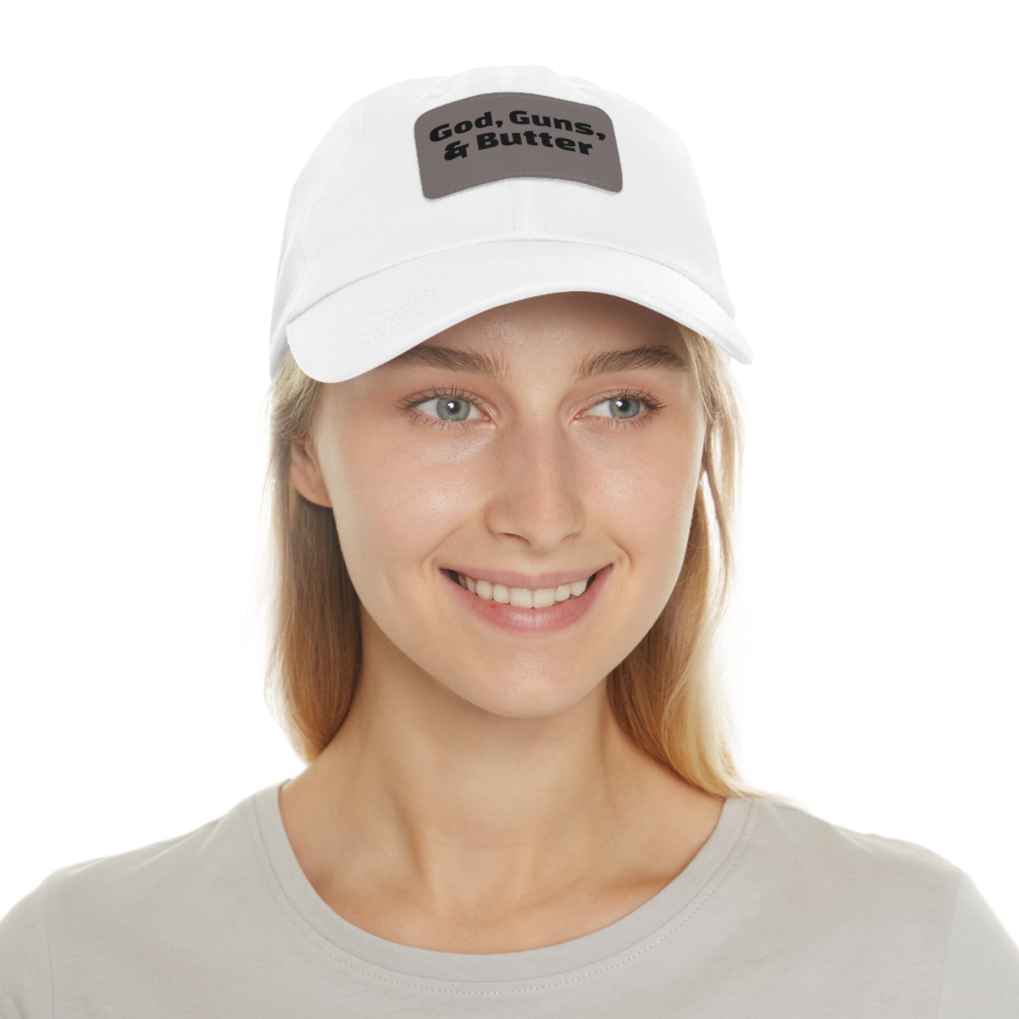God, Guns, & Butter Leather Patch Dad Hat