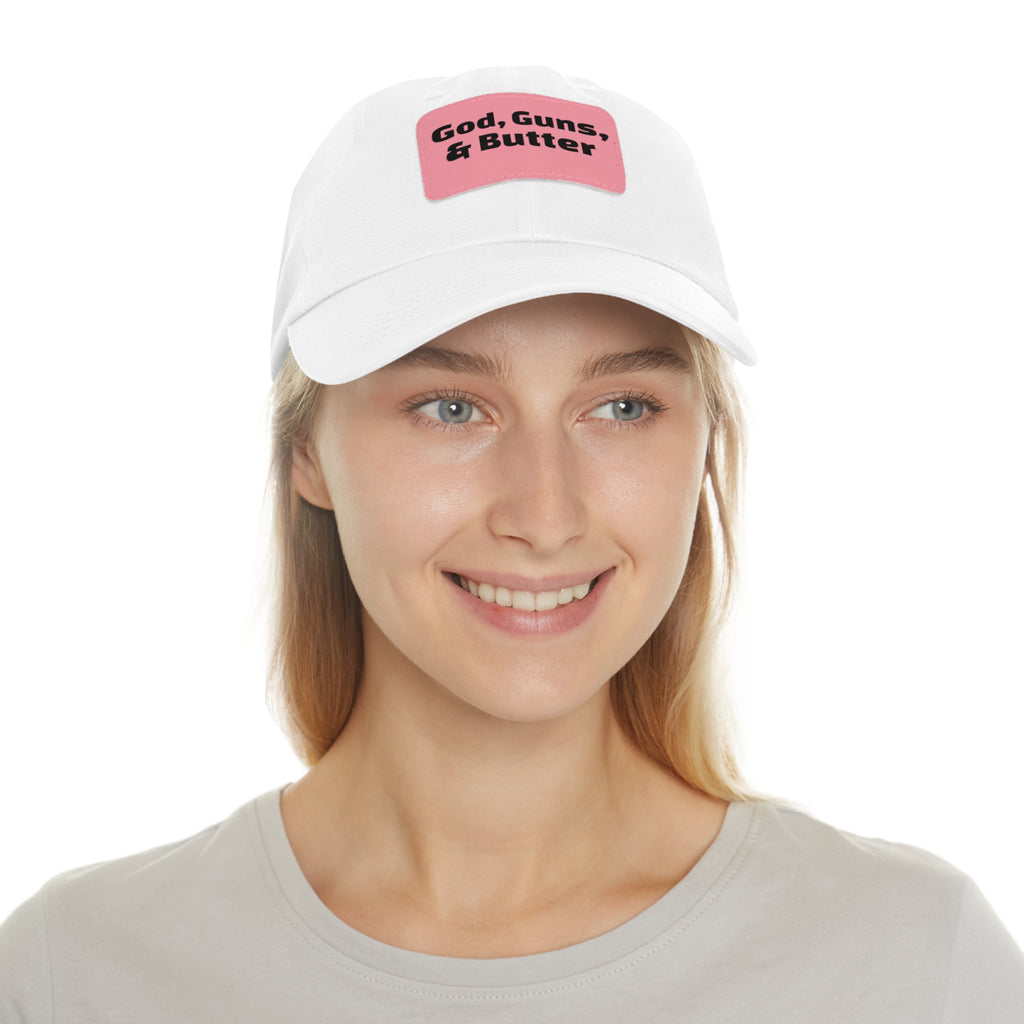 God, Guns, & Butter Leather Patch Dad Hat
