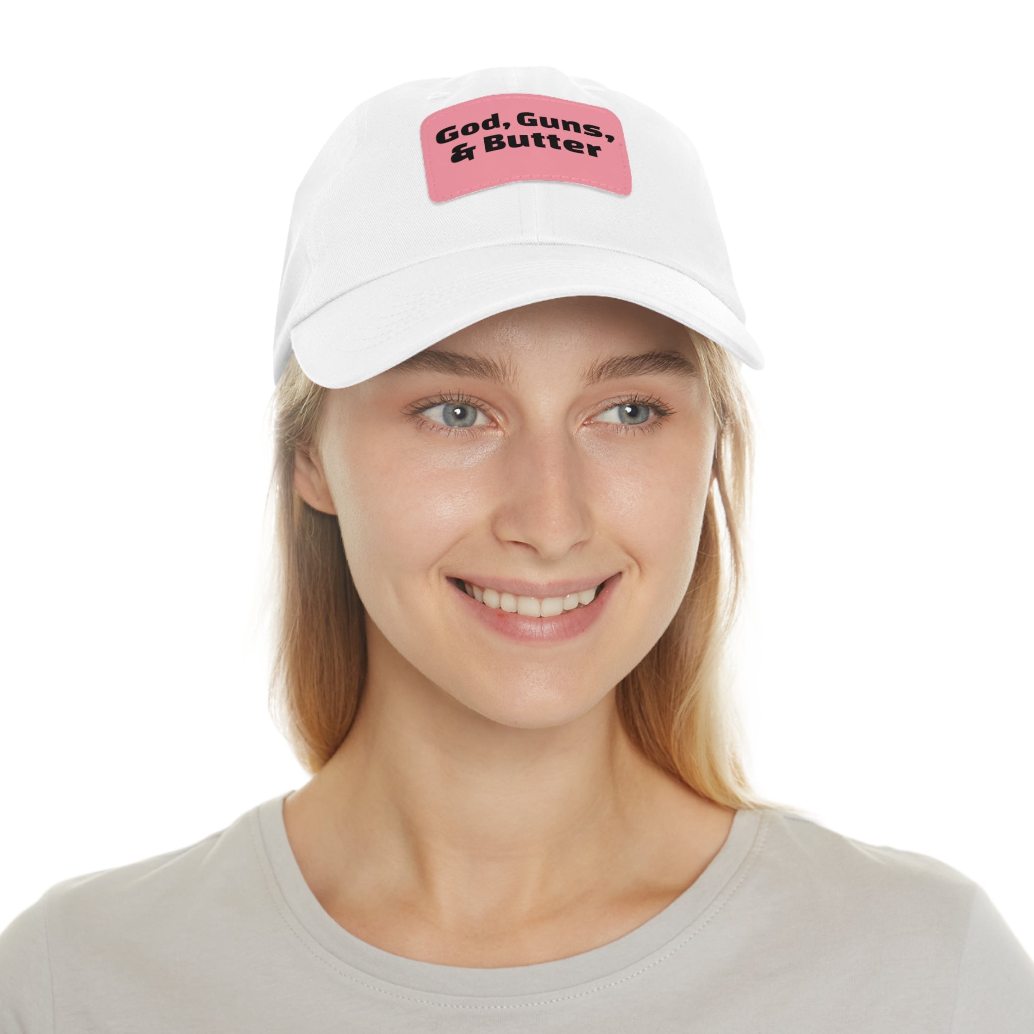 God, Guns, & Butter Leather Patch Dad Hat