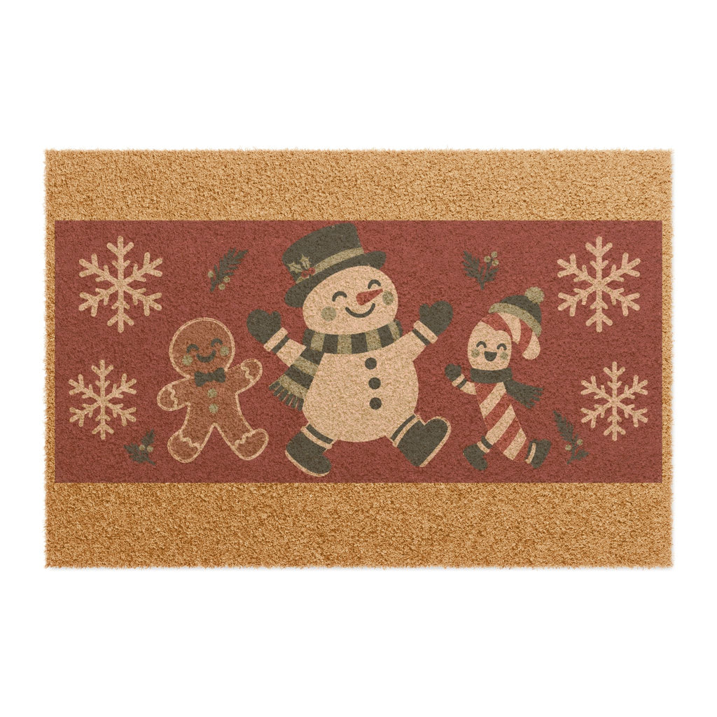 Christmas Doormat, Snowman & Gingerbread Holiday Welcome Mat, Festive Outdoor Front Door Decor, Christmas Porch Decoration