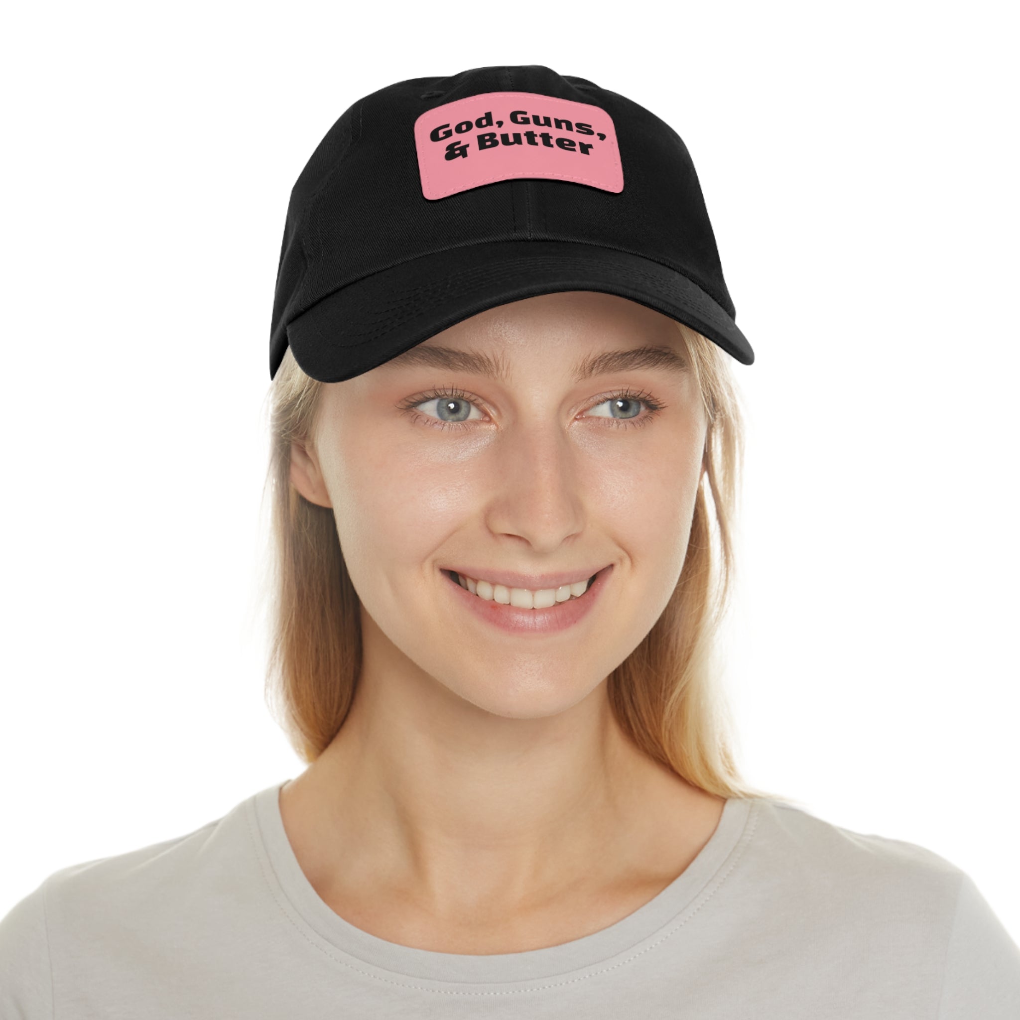 God, Guns, & Butter Leather Patch Dad Hat