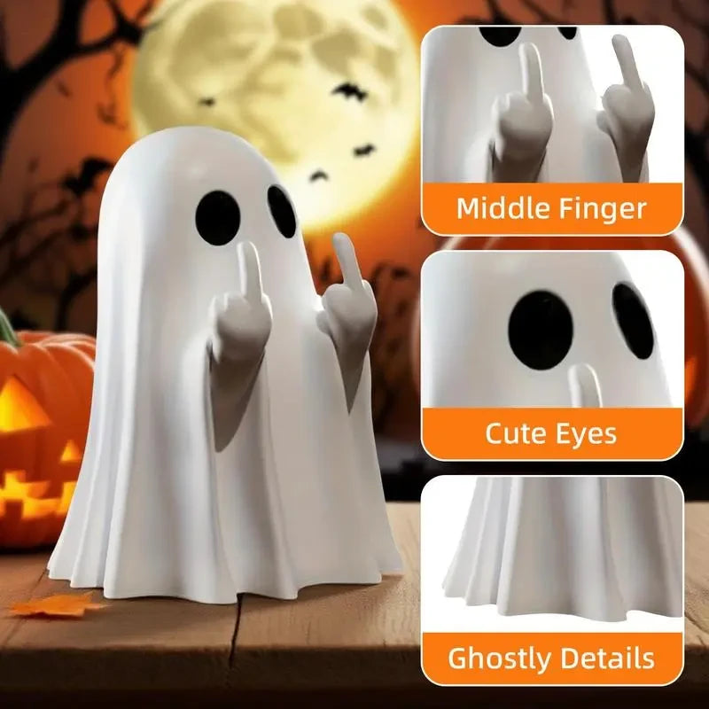 Spooky Middle Finger Ghost Figurine