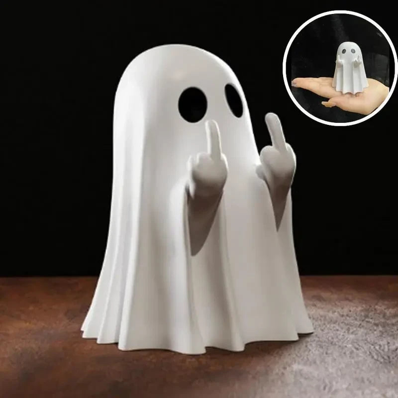 Spooky Middle Finger Ghost Figurine