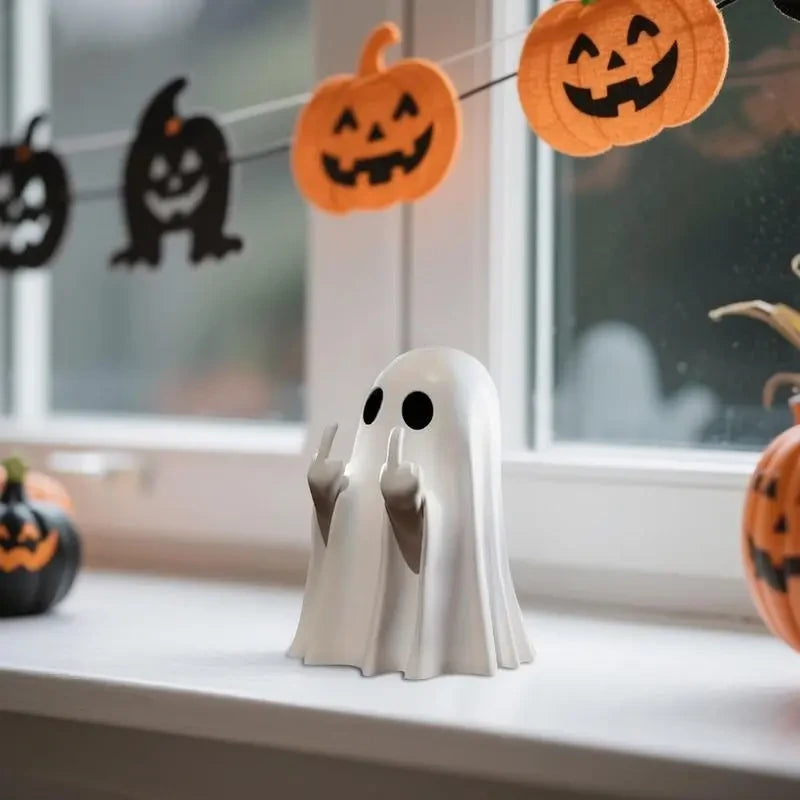 Spooky Middle Finger Ghost Figurine