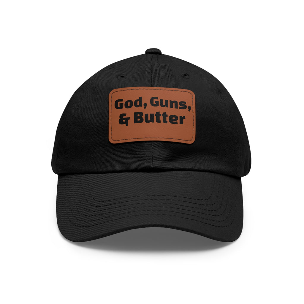God, Guns, & Butter Leather Patch Dad Hat